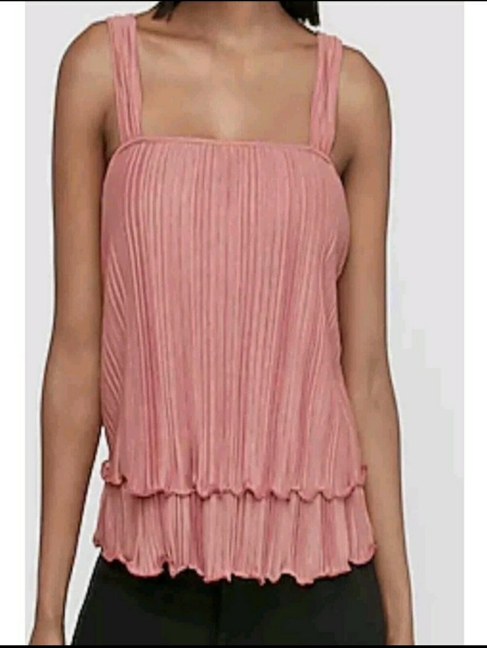 Express Dusty Rose Or Blush Pink Pleated Crinkle Tiered Tank Top. Size: Small